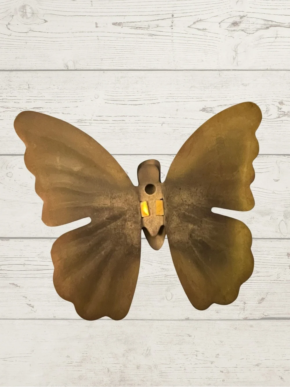 Vintage Brass Butterfly Wall Hanging Art Set of 3 Flame Treated 70s MCM Decor